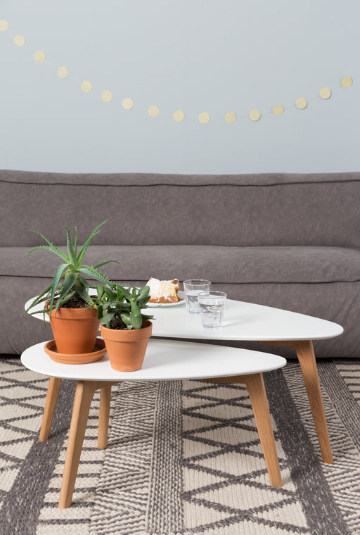 Salontafel Drop Set van 2 Hout Beige 50x100 cm-Bijzettafels-Creating Home