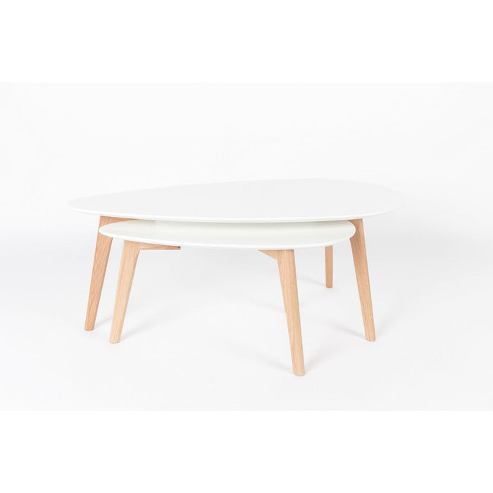 Salontafel Drop Set van 2 Hout Beige 50x100 cm-Bijzettafels-Creating Home