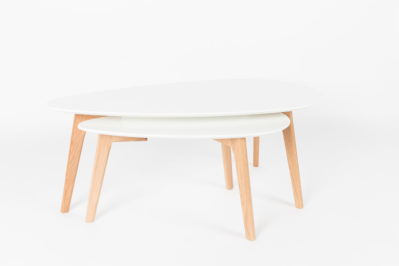 Salontafel Drop Set van 2 Hout Beige 50x100 cm-Bijzettafels-Creating Home