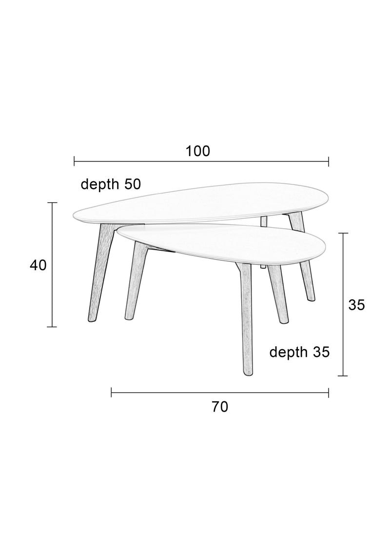 Salontafel Drop Set van 2 Hout Beige 50x100 cm-Bijzettafels-Creating Home