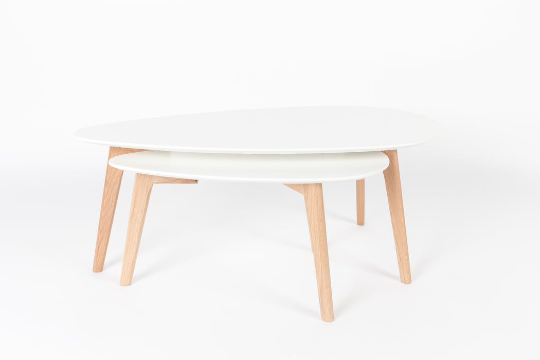 Salontafel Drop Set van 2 Hout Beige 50x100 cm-Salontafels-Creating Home