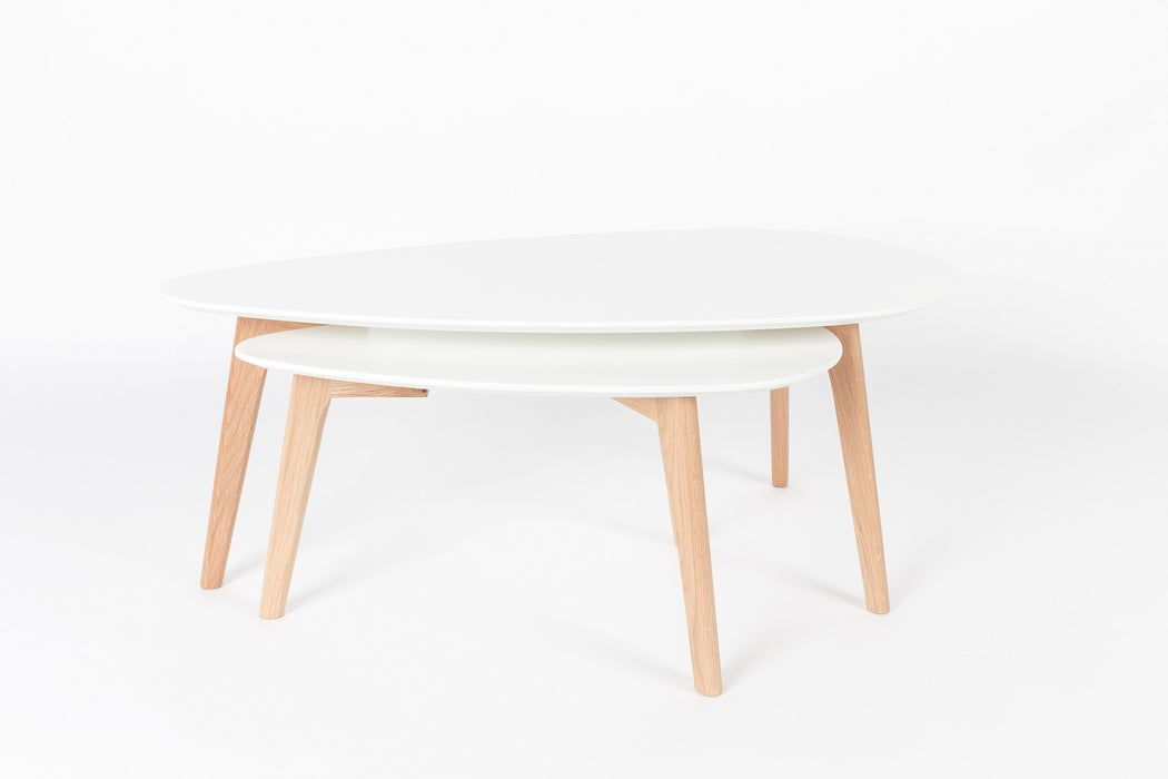 Salontafel Drop Set van 2 Hout Beige 50x100 cm-Salontafels-Creating Home