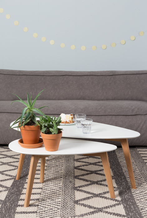 Salontafel Drop Set van 2 Hout Beige 50x100 cm-Salontafels-Creating Home