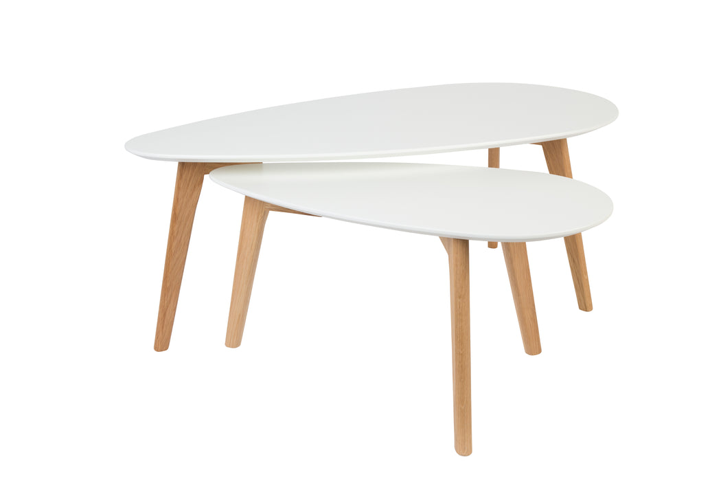 Salontafel Drop Set van 2 Hout Beige 50x100 cm-Salontafels-Creating Home