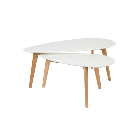 Salontafel Drop Set van 2 Hout Beige 50x100 cm-Bijzettafels-Creating Home