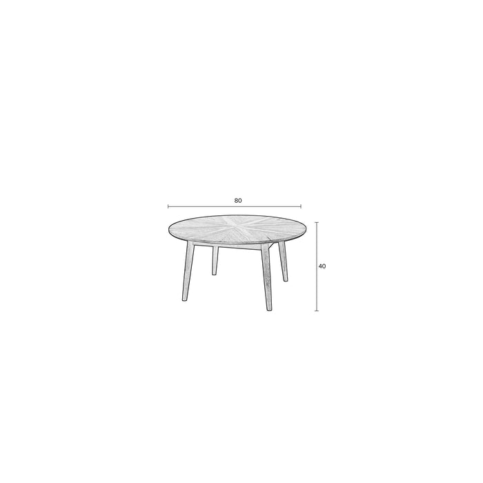 Salontafel Fabio Eikenfineer Zwart Ø80x40 cm