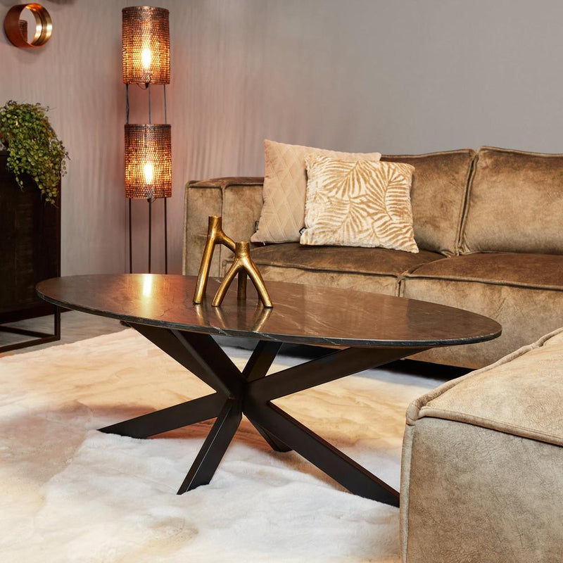 Salontafel Faye Ovaal Zwart marmer 130x70x46 cm-Salontafels-Starfurn