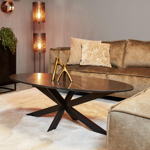 Salontafel Faye Ovaal Zwart marmer 130x70x46 cm-Salontafels-Starfurn
