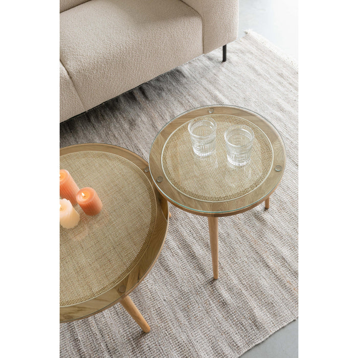 Salontafel Haru Rond Glass Beige 70x70 cm-Salontafels-Creating Home