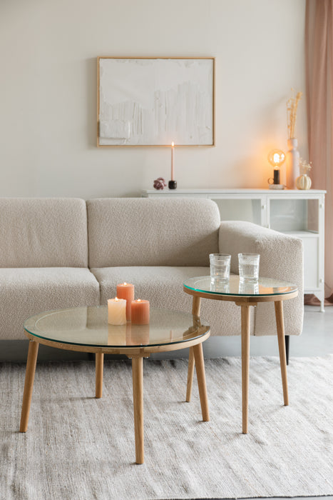 Salontafel Haru Rond Glass Beige 70x70 cm-Salontafels-Creating Home