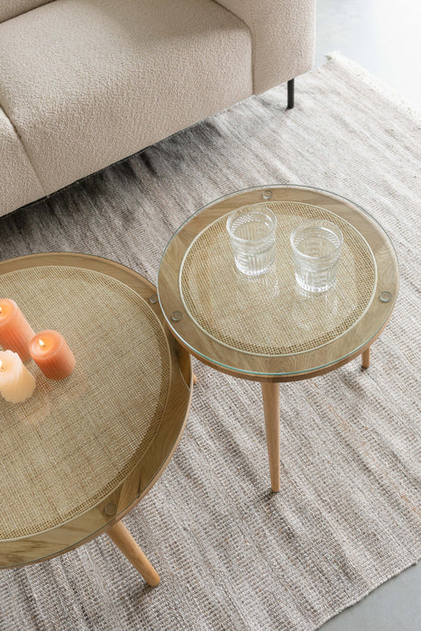 Salontafel Haru Rond Glass Beige 70x70 cm-Salontafels-Creating Home