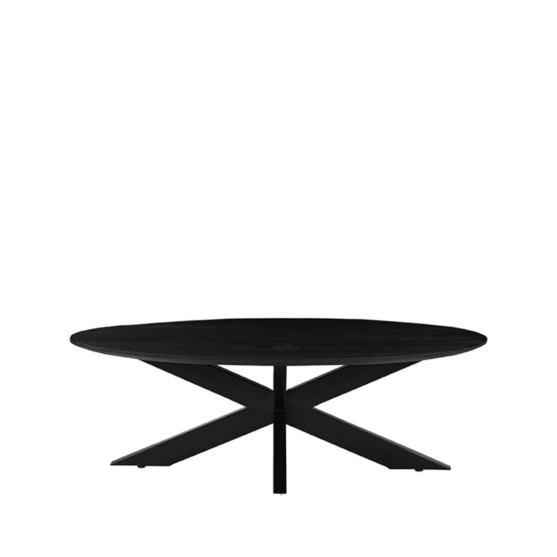 Salontafel James Zwart Mangohout 130 cm Ovaal 130x70x43 cm-Salontafels-LABEL51