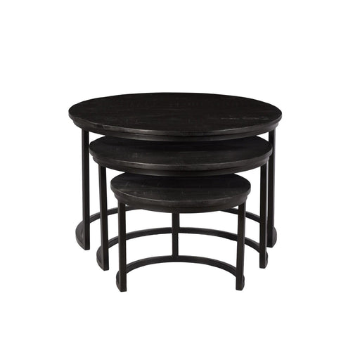 Salontafel Jerrel Kala Mangohout Zwart 74 cm 74x74x42 cm-Salontafels-Livingfurn