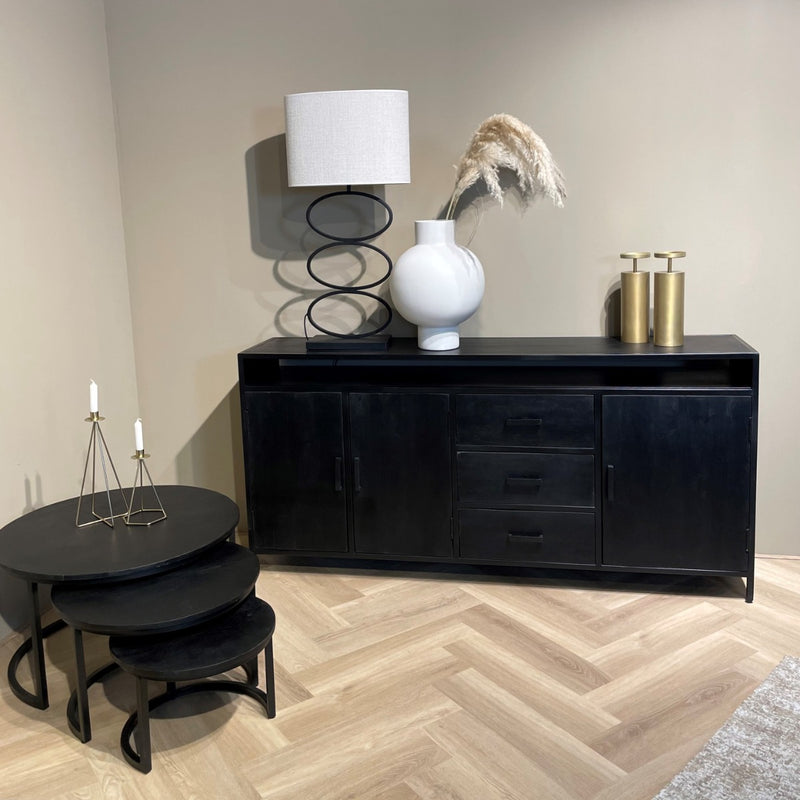 Salontafel Jerrel Kala Mangohout Zwart 74 cm 74x74x42 cm-Salontafels-Livingfurn