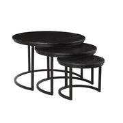 Salontafel Jerrel Kala Mangohout Zwart 74 cm 74x74x42 cm-Salontafels-Livingfurn