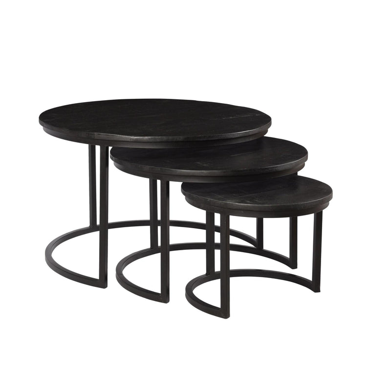 Salontafel Jerrel Kala Mangohout Zwart 74 cm 74x74x42 cm-Salontafels-Livingfurn