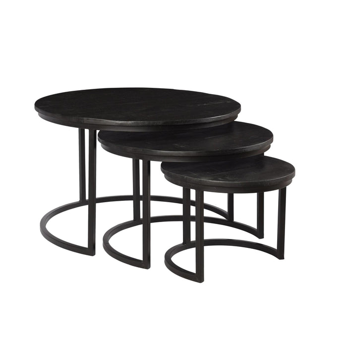 Salontafel Jerrel Kala Mangohout Zwart 74 cm 74x74x42 cm-Salontafels-Livingfurn
