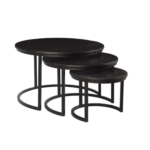 Salontafel Jerrel Kala Mangohout Zwart 74 cm 74x74x42 cm-Salontafels-Livingfurn