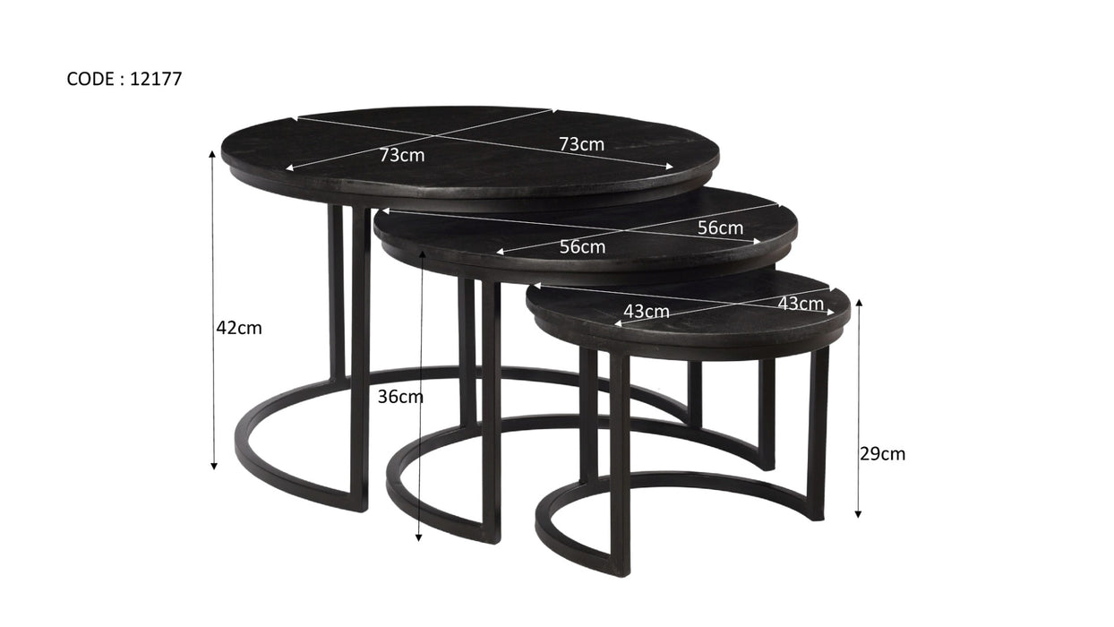 Salontafel Jerrel Kala Mangohout Zwart 74 cm-Salontafels-Livingfurn