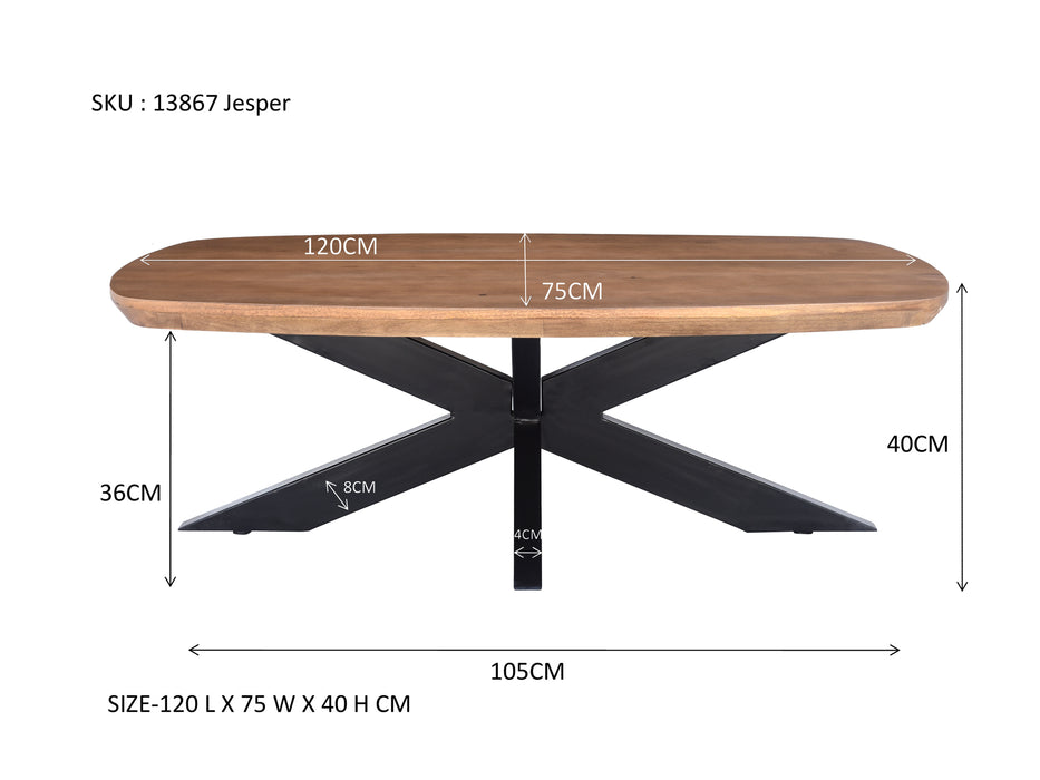 Salontafel Jesper Mangohout Naturel hout 120x75 cm-Salontafels-Livingfurn