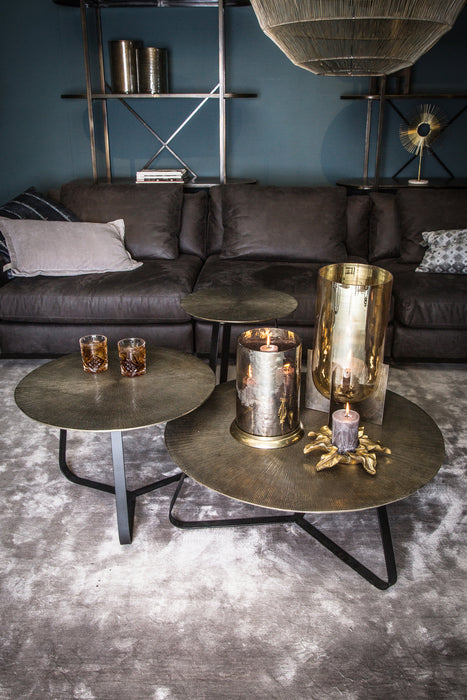 Couchtische Kae Gold Alu Schwarz Eisen Rund Couchtisch L