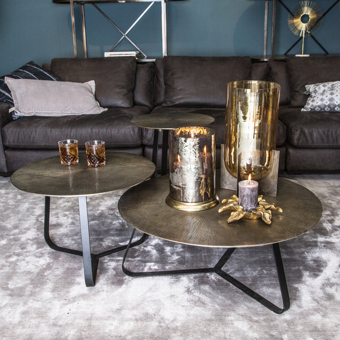 Couchtische Kae Gold Alu Schwarz Eisen Rund Couchtisch L