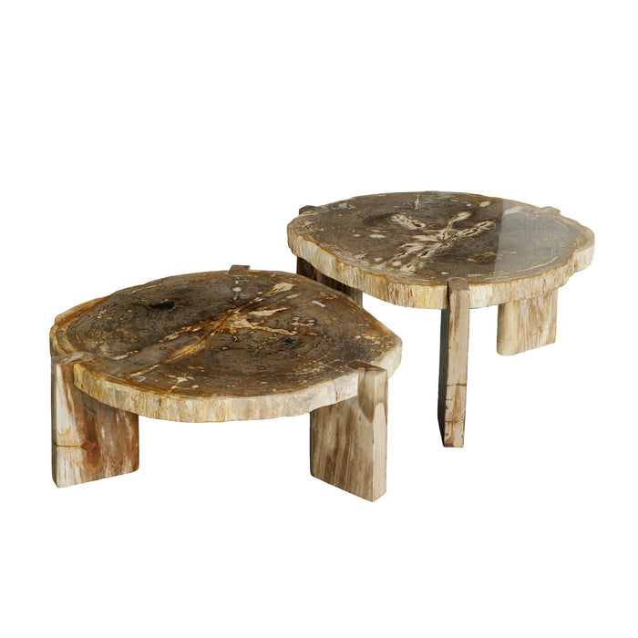 Salontafel Kayo Versteend Hout Beige Hoog-Salontafels-PTMD