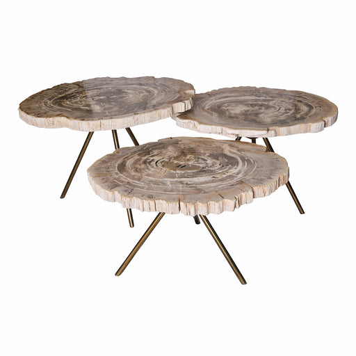 Salontafel Khine Versteend Hout Geel 60x50 cm-Salontafels-PTMD