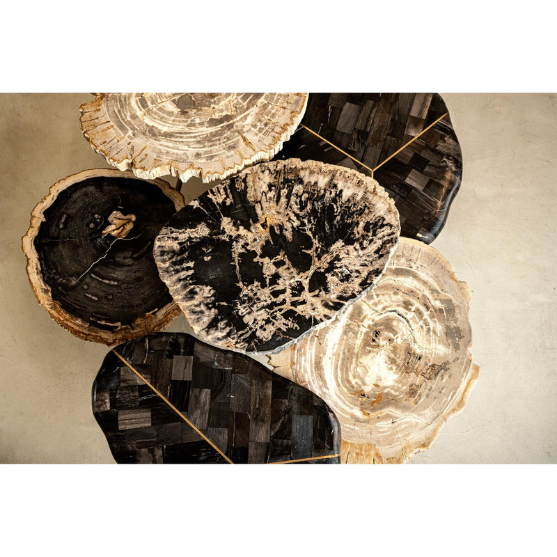 Salontafel Khine Versteend Hout Geel 60x50 cm-Salontafels-PTMD