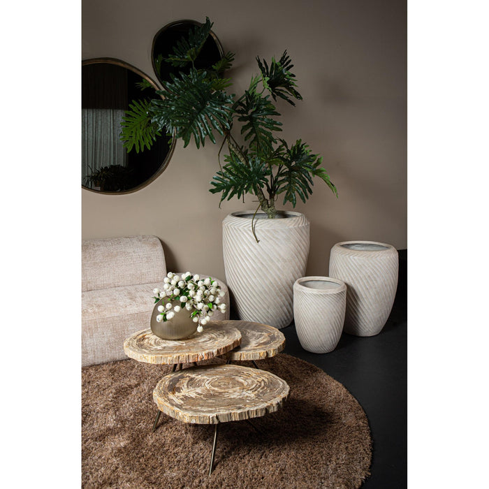 Salontafel Khine Versteend Hout Geel 60x50 cm-Salontafels-PTMD