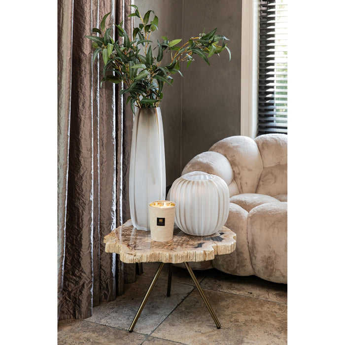 Salontafel Khine Versteend Hout Geel 60x50 cm-Salontafels-PTMD