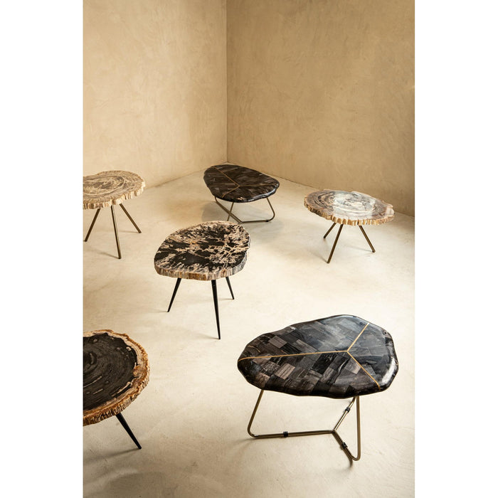Salontafel Khine Versteend Hout Geel 60x50 cm-Salontafels-PTMD