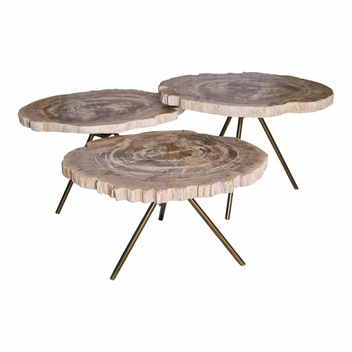 Salontafel Khine Versteend Hout Geel 60x50 cm-Salontafels-PTMD