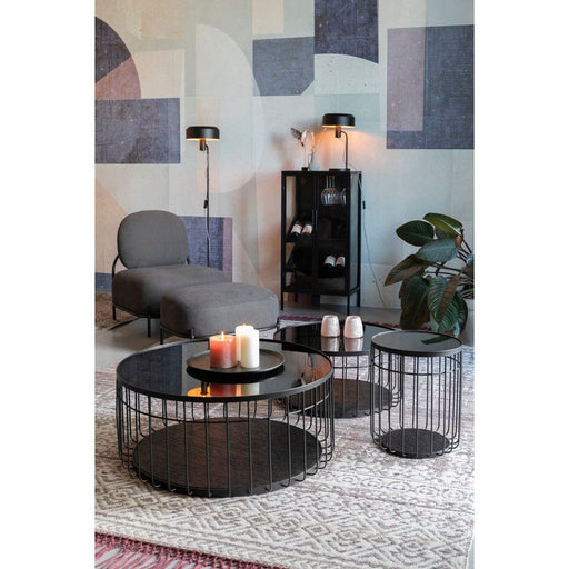 Salontafel Lance L Glass Zwart Ø80x38 cm-Salontafels-Creating Home