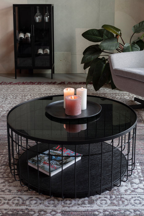 Salontafel Lance L Glass Zwart Ø80x38 cm-Salontafels-Creating Home