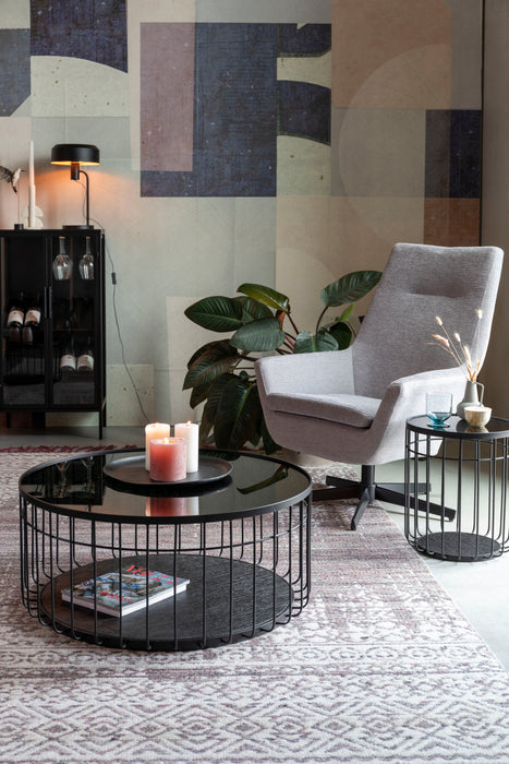 Salontafel Lance L Glass Zwart Ø80x38 cm-Salontafels-Creating Home
