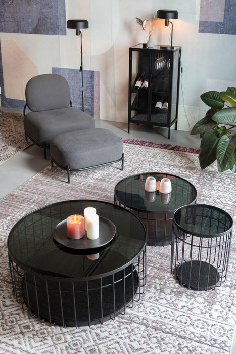 Salontafel Lance L Glass Zwart Ø80x38 cm-Salontafels-Creating Home