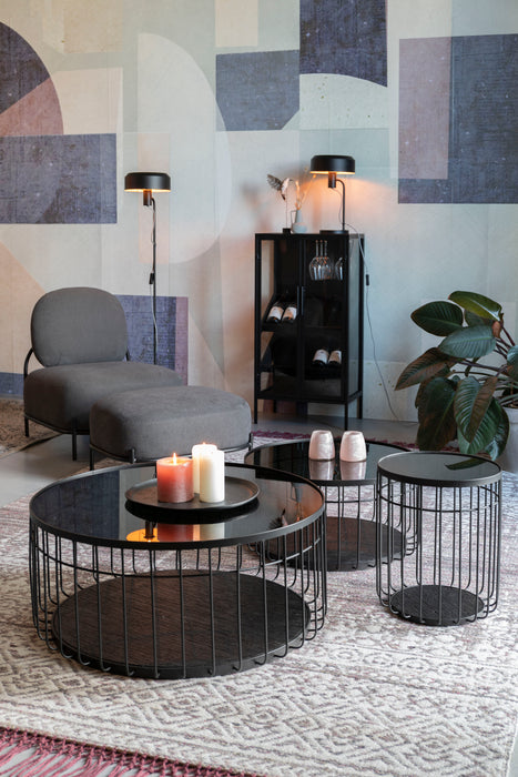 Salontafel Lance L Glass Zwart Ø80x38 cm-Salontafels-Creating Home