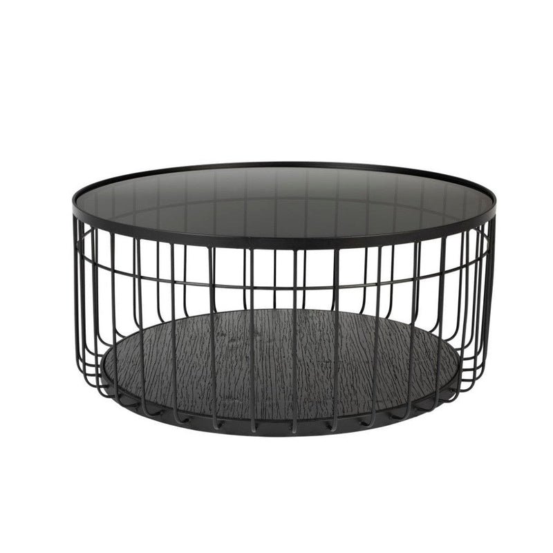 Salontafel Lance L Glass Zwart Ø80x38 cm-Salontafels-Creating Home