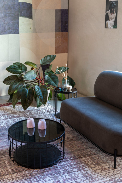Salontafel Lance M Glass Zwart Ø60x31 cm-Salontafels-Creating Home