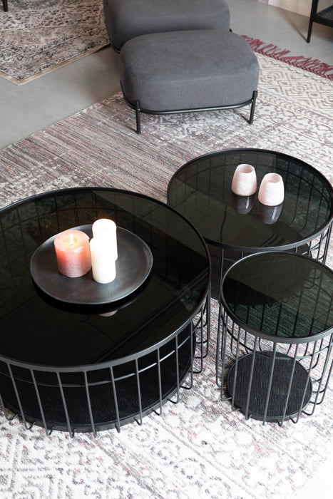 Salontafel Lance M Glass Zwart Ø60x31 cm-Salontafels-Creating Home