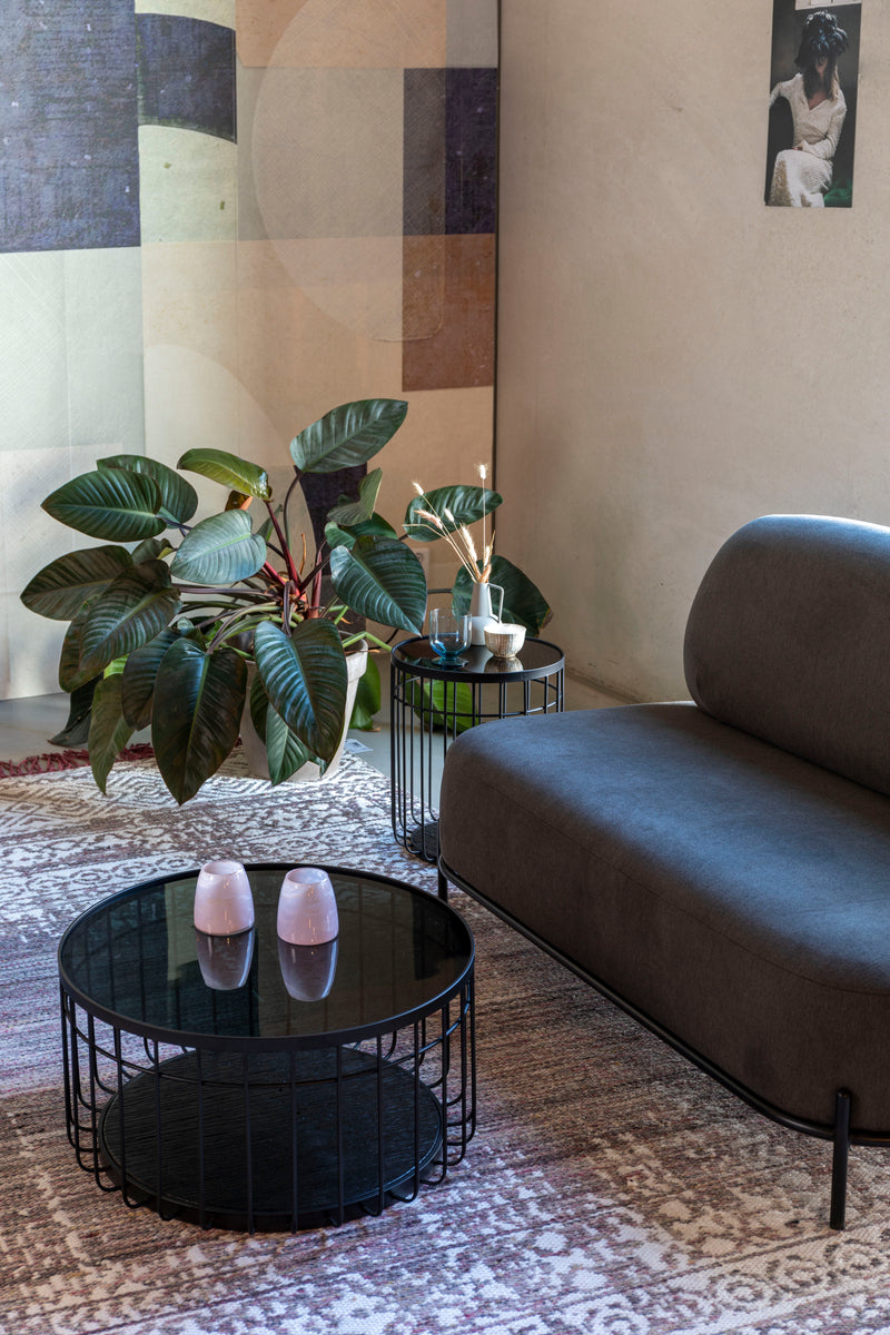 Salontafel Lance M Glass Zwart Ø60x31 cm-Salontafels-Creating Home