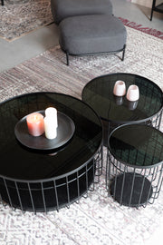 Salontafel Lance M Glass Zwart Ø60x31 cm-Salontafels-Creating Home