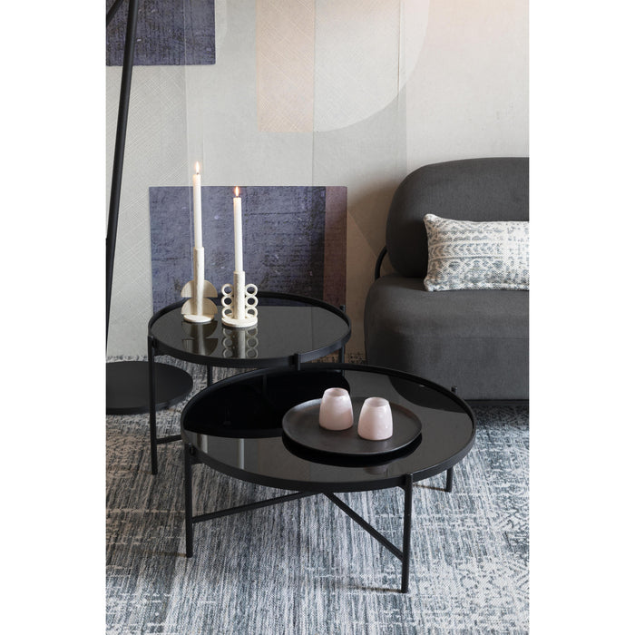 Salontafel Li Glass Zwart 122x82 cm-Salontafels-Creating Home