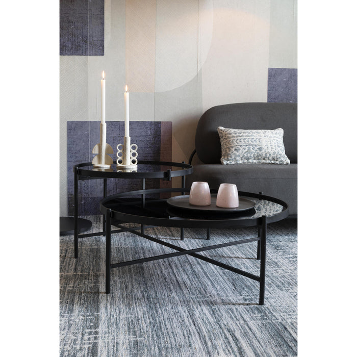 Salontafel Li Glass Zwart 122x82 cm-Salontafels-Creating Home