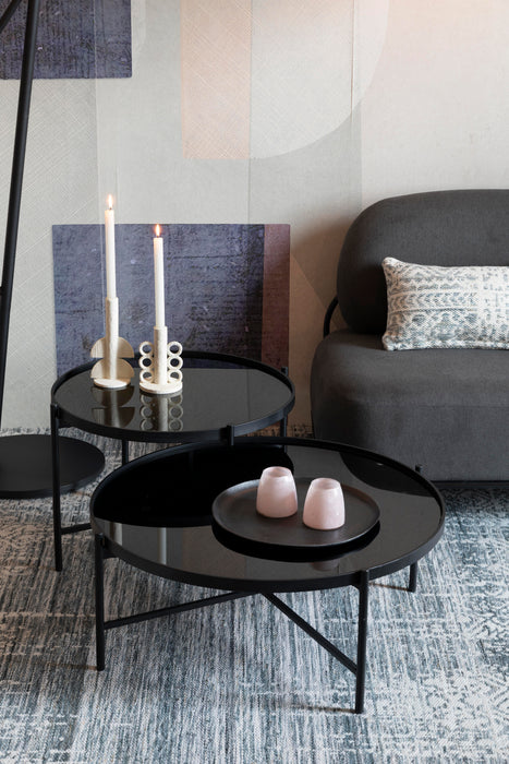 Salontafel Li Glass Zwart 122x82 cm-Salontafels-Creating Home