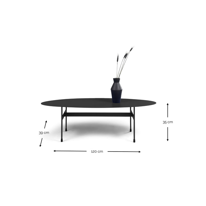 Salontafel MIRA OVAL Staal Zwart 120x39x35cm Spinder Design-Salontafels-Spinder