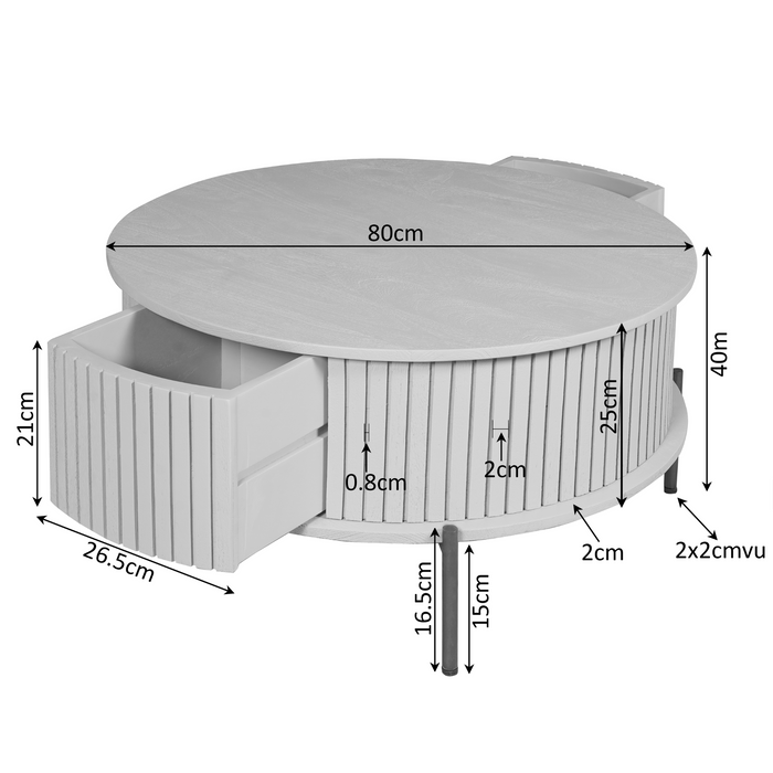 Salontafel Madison Bruin - 80 cm - Rond-Salontafels-Starfurn