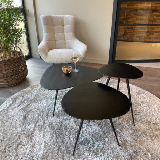 Salontafel Mangohout Zwart 70 cm - Zwart - 13594-Salontafels-Brix