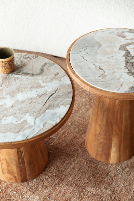 Salontafel Mees Marble Naturel Ø50x40 cm-Salontafels-Creating Home
